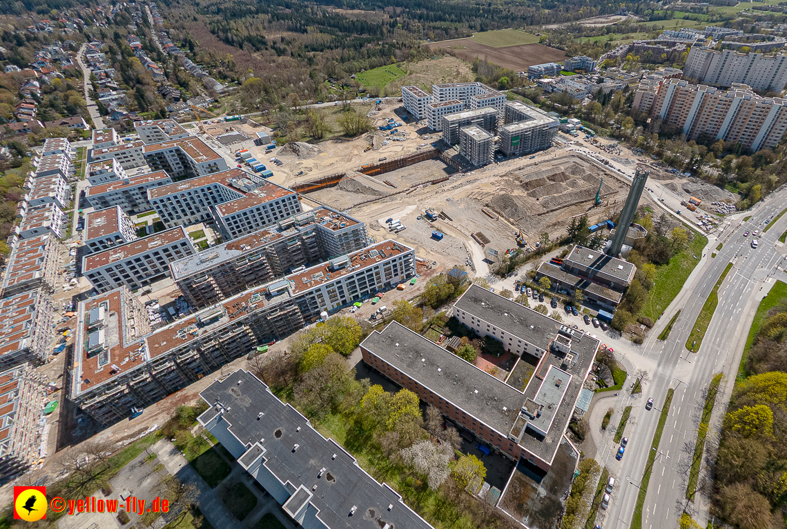 21.04.2023 - Luftbilder von der Baustelle Alexisquartier und Pandion Verde in Neuperlach
